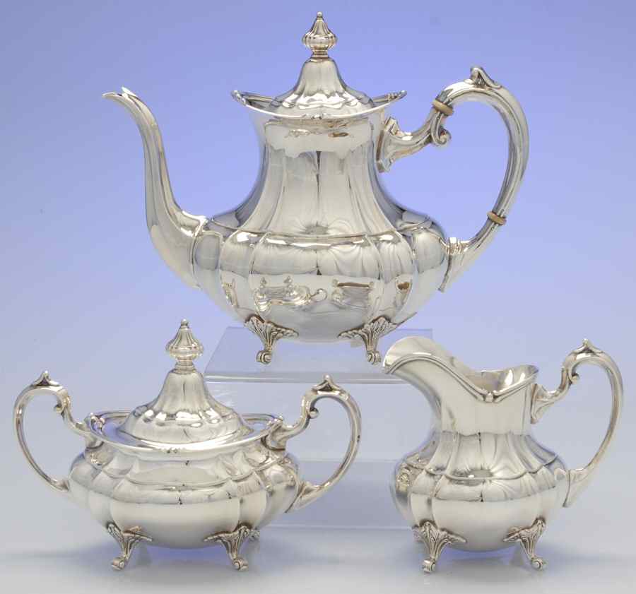 Duncan-Footed Duncan (Sterling, Hollowware) 3-Piece Coffee Set with Coffee Pot by Fisher Silversmiths-1