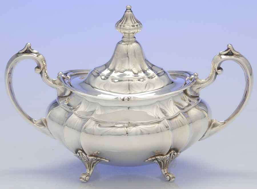 Duncan-Footed Duncan (Sterling, Hollowware) Sugar Bowl & Lid by Fisher Silversmiths-1