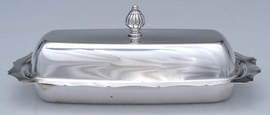 Jack Shepard II (Sterling, Hollowware) 1/4lb Covered Butter with Liner by Fisher Silversmiths-1