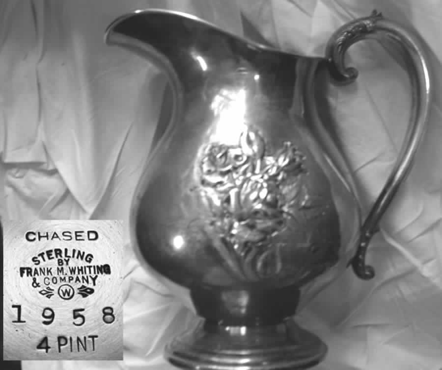 1958 (Sterling, Hollowware) Sterling Water Pitcher by Frank Whiting-1