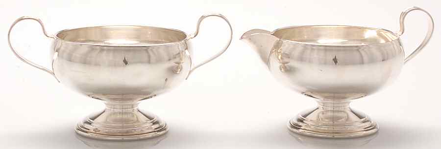 72 (Sterling, Hollowware) Mini Sterling Creamer and Open Sugar by Frank Whiting-1