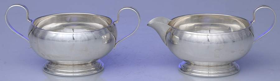 72 (Sterling, Hollowware) Creamer & Open Sugar Set by Frank Whiting-1