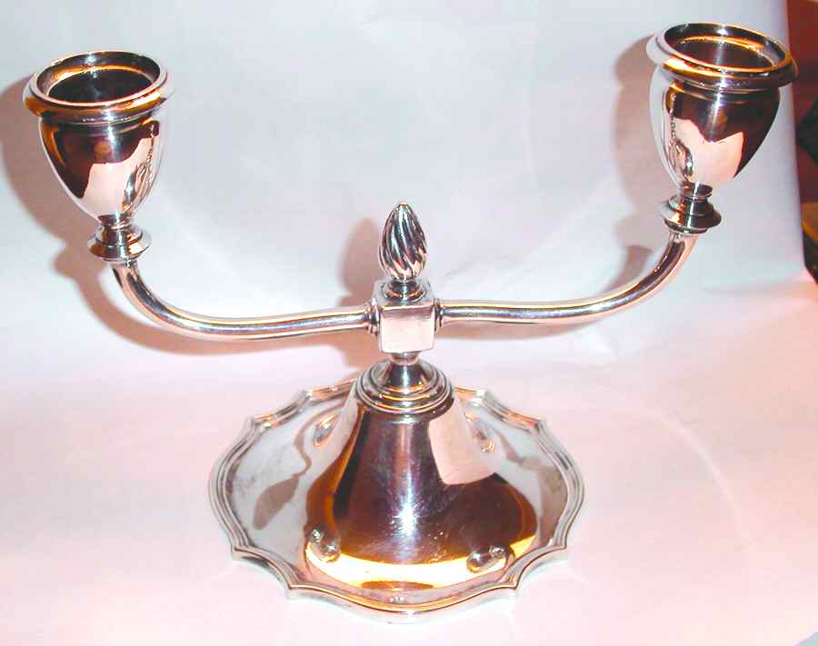Washington (Silverplate, Hollowware) Small Plated 2-Light Candelabra by Forbes-1