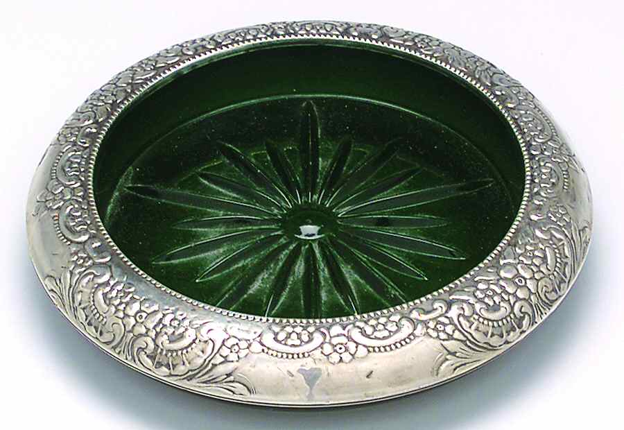 4 (Sterling, Hollowware) Crystal Wine Coaster with Sterling Lip by Frank Whiting-1