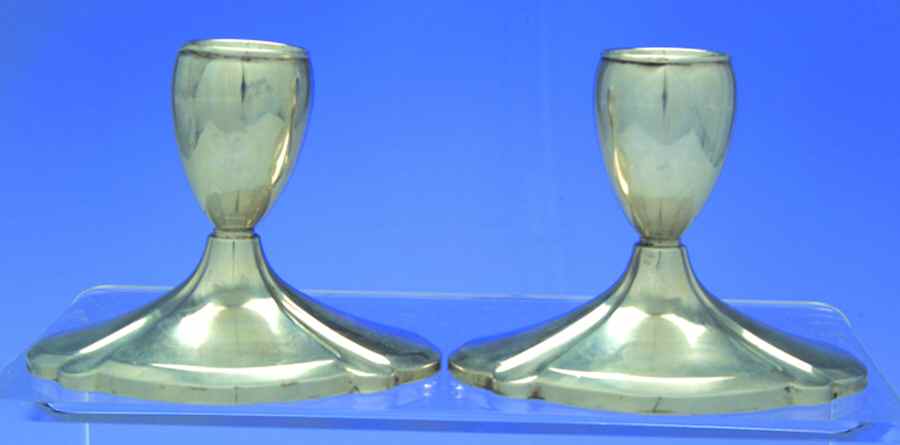 882 (Sterling, Hollowware) Pair of Console Candleholders by Fisher Silversmiths-1