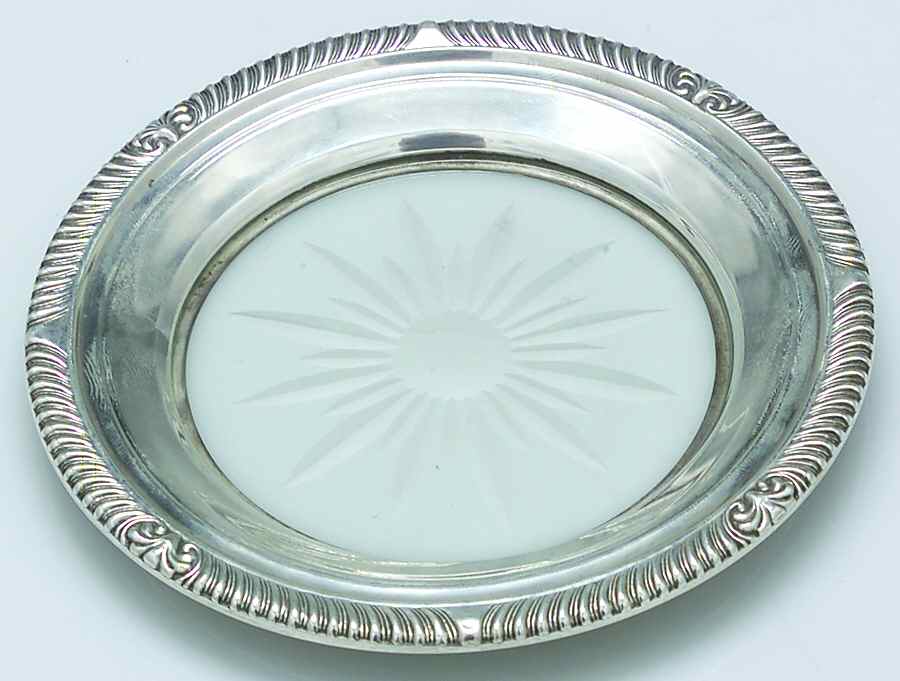 FWS15 (Sterling, Hollowware) Crystal Wine Coaster with Sterling Lip by Frank Whiting-1