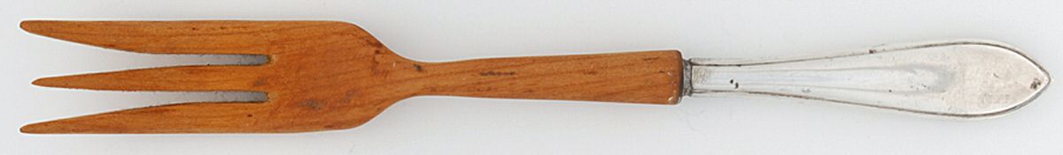 FWS20 (Sterling) Salad Serving Fork with Wooden Prongs by Frank Whiting-1