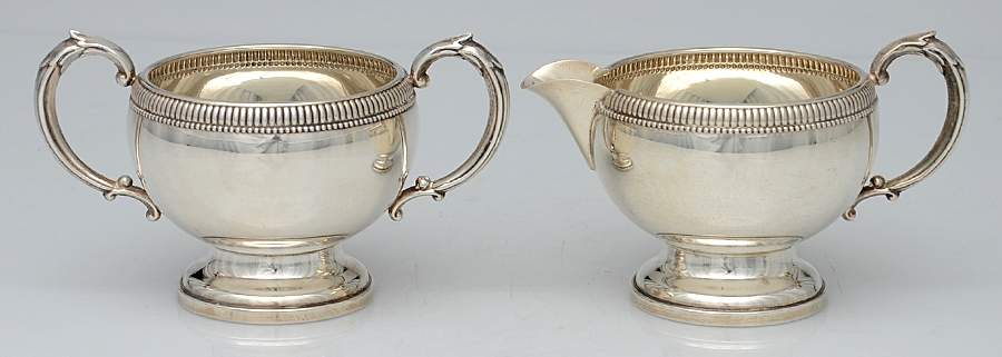 721 (Sterling, Hollowware) Weighted Creamer & Open Sugar Set by Fisher Silversmiths-1