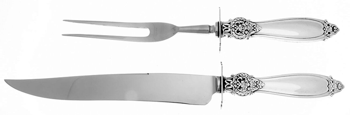 FWS23 (Sterling) Large 2-Piece Roast Carving Set w/Stainless Blade by Frank Whiting-1