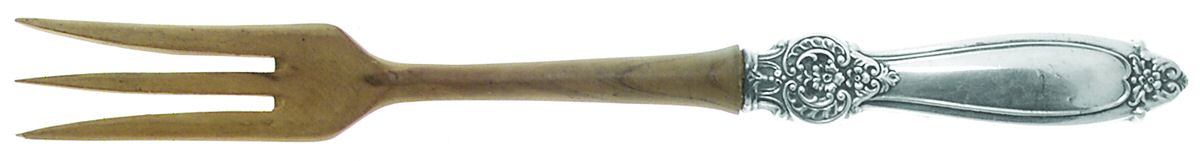 FWS23 (Sterling) Salad Serving Fork with Wooden Prongs by Frank Whiting-1