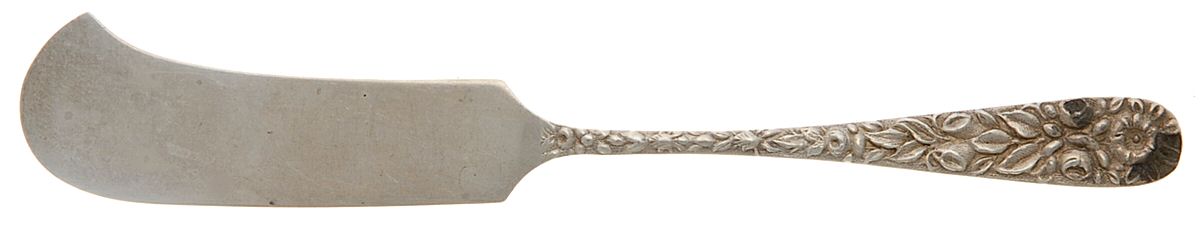 FBH1 (Sterling) Coin Silver Flat Handle Butter Spreader by F. Bucher & Sons-1