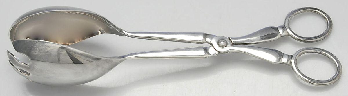UNF593 (Silverplate) 1-Piece Salad Tongs by Unknown Mfg Silver-1