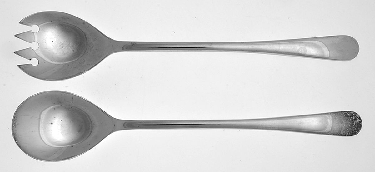 Silverplate Flatware (2 Pc) Solid Salad Set by F B Rogers-1