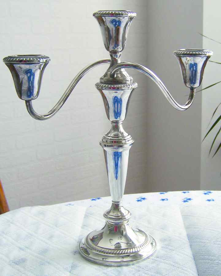 376 (Sterling, Hollowware) Large 3-Light Candelabra by Fisher Silversmiths-1