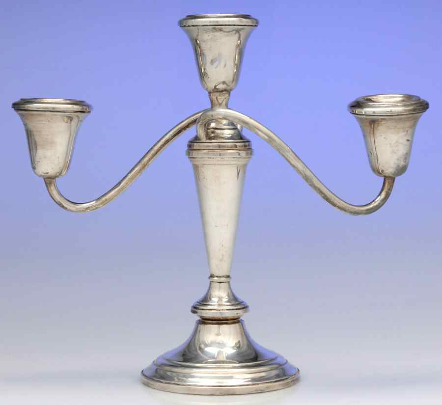 376 (Sterling, Hollowware) Small 3-Light Candelabra by Fisher Silversmiths-1