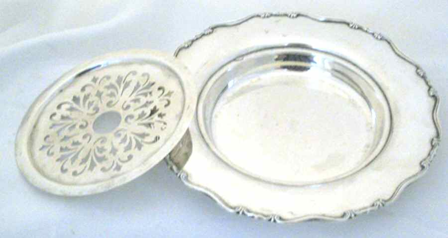 2999 (Sterling, Hollowware) Round Open Butter with Strainer by Frank Whiting-1