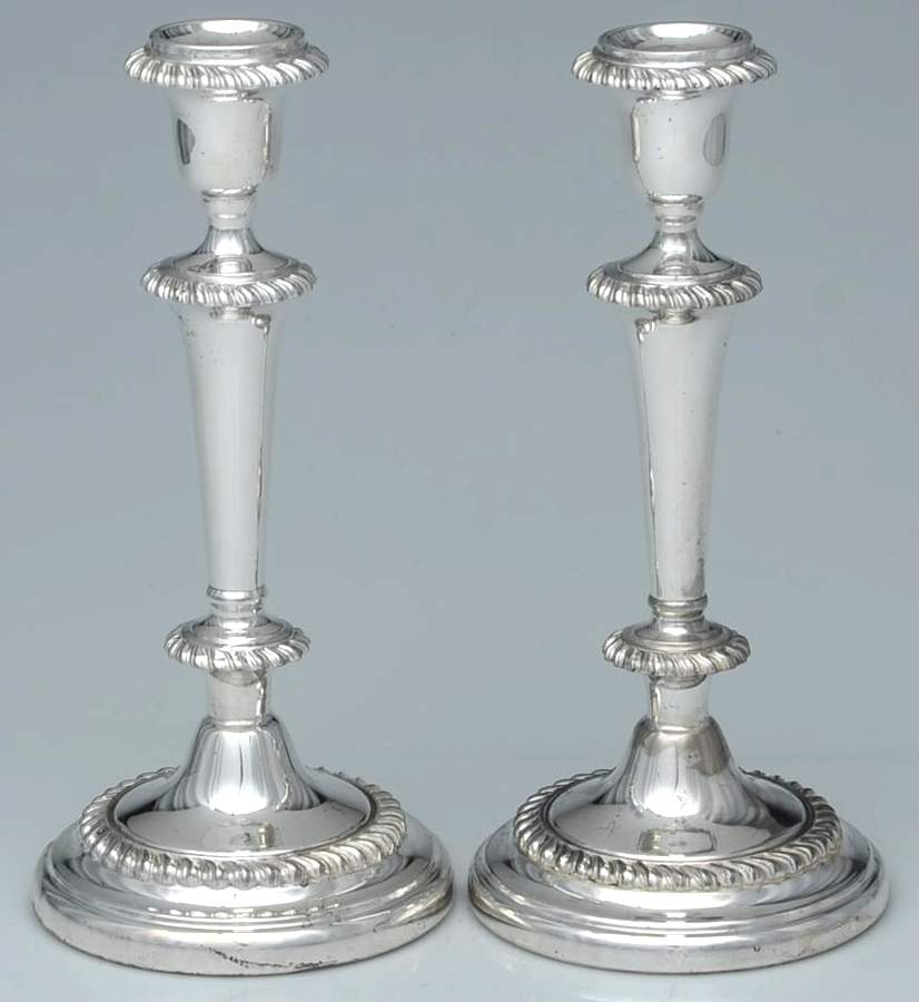 717 (Silverplate, Hollowware) Pair of 10" Candlesticks by Friedman-1