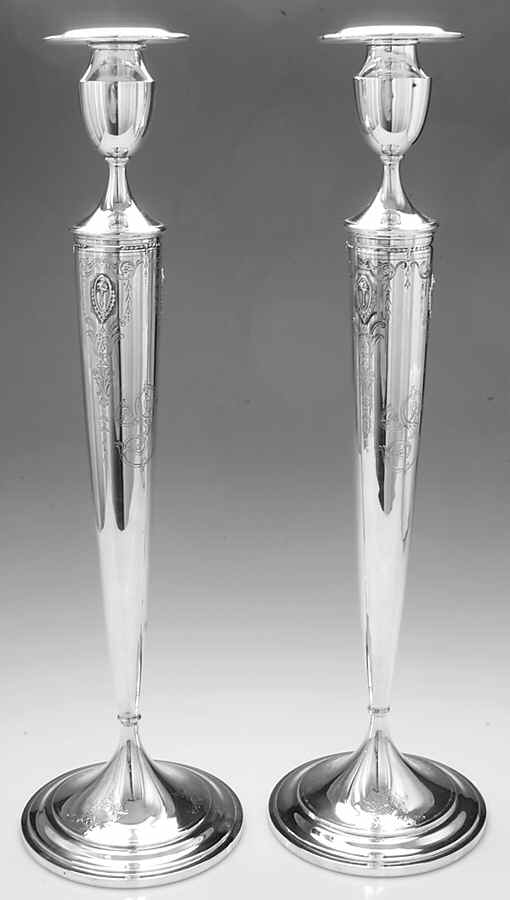 9841 (Sterling, Hollowware) Pair of 21" Candlesticks by Frank Whiting-1