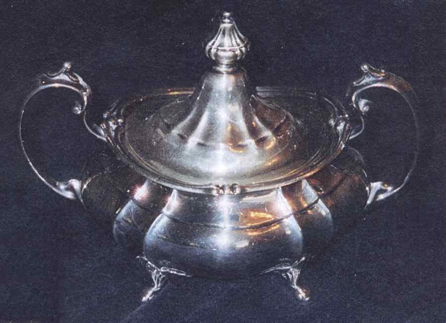 2392 (Sterling, Hollowware) Sugar Bowl & Lid by Fisher Silversmiths-1
