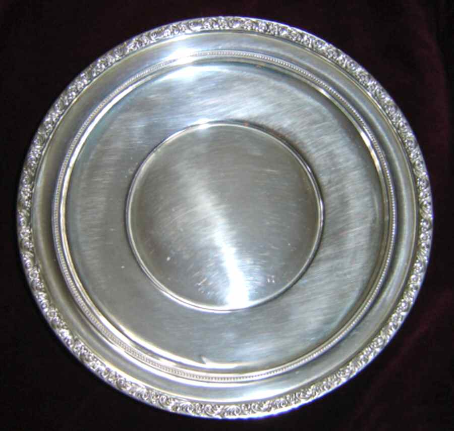 2113 (Sterling, Hollowware) 8" Round Sterling Tray by Fisher Silversmiths-1