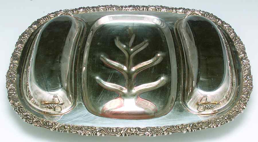 2166 (Silverplate, Hollowware) 3-Part Covered Platter with Well by Friedman-1