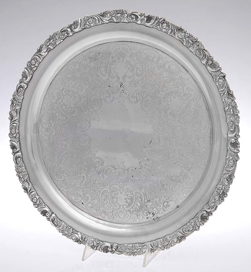 2166 (Silverplate, Hollowware) 14" Round Tray by Friedman-1