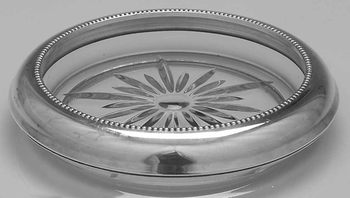 05 (Sterling, Hollowware) Crystal Coaster with Sterling Rim by Frank Whiting-1