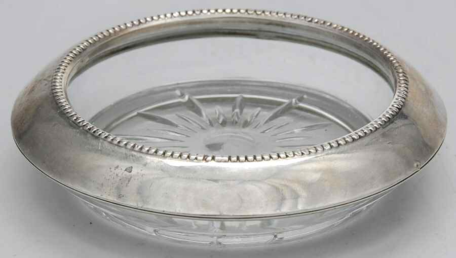 05 (Sterling, Hollowware) Crystal Coaster with Sterling Rim by Frank Whiting-1