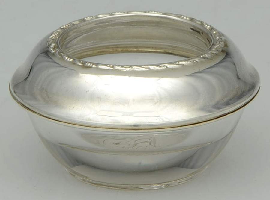 Sterling Hollowware Individual Crystal Open Salt W/Sterling Overlay by Fine Arts-1
