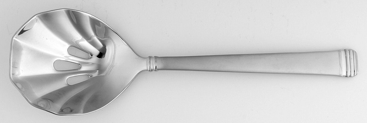 Encore-Frosted (Stainless) Pierced Solid Serving Spoon by Fortunoff-1