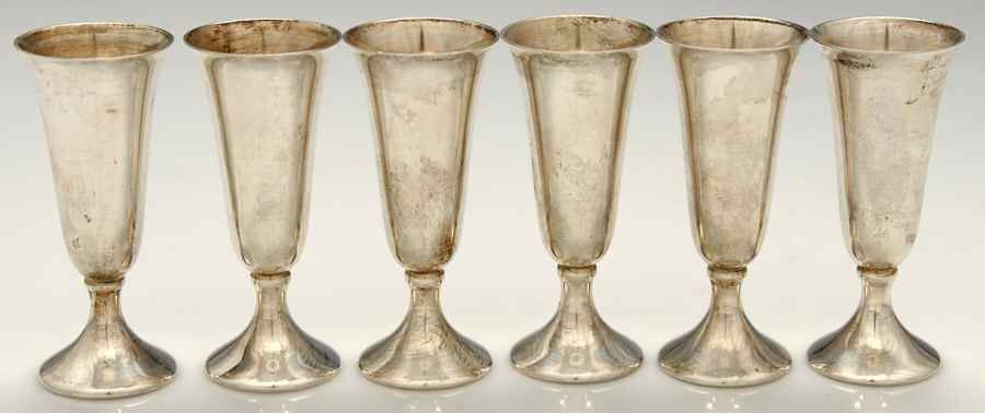 90 (Sterling, Hollowware) Cordial Cup - Set of 6 by Fisher Silversmiths-1