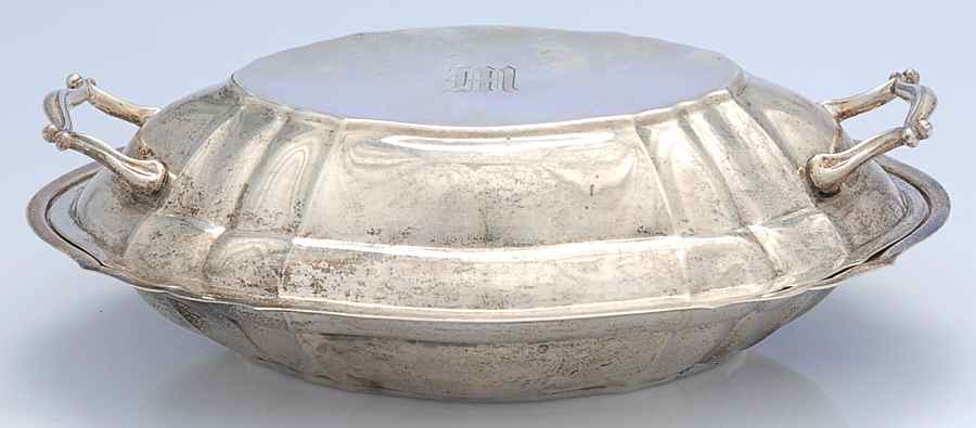 7402 (Sterling, Hollowware) Oval Covered Vegetable by Fisher Silversmiths-1