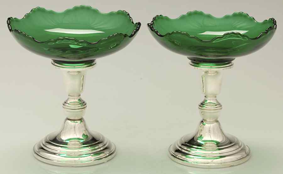 2070 (Sterling, Hollowware) Glass Compote with Sterling Base - Set of 2 by Frank Whiting-1