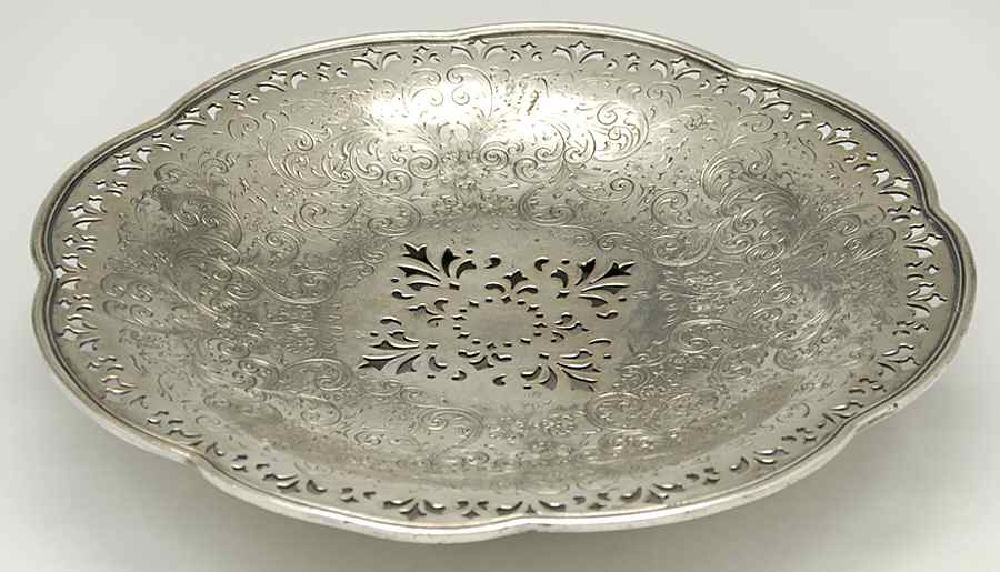 25 (Silverplate, Hollowware) Pierced Footed Cake Plate by Forbes-1