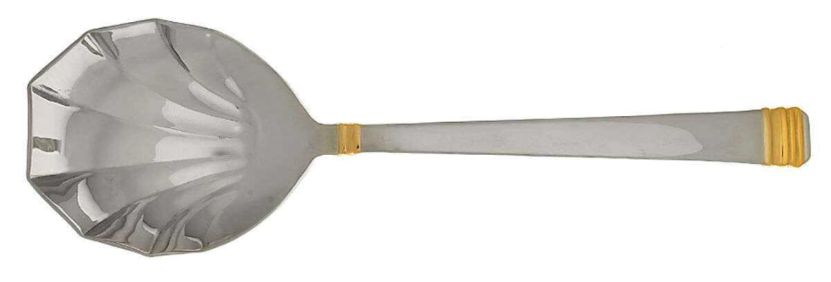 Encore (Stainless, Gold Accent) Solid Serving Spoon by Fortunoff-1