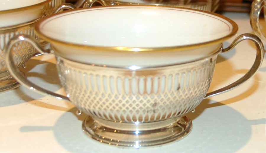 6581 (Sterling, Hollowware) Sterling Bouillon Cup with Ceramic Liner by Frank Whiting-1