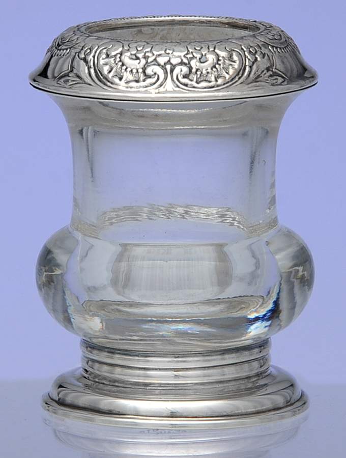 1830 (Sterling, Hollowware) Crystal Toothpick Holder with Sterling Rim by Frank Whiting-1
