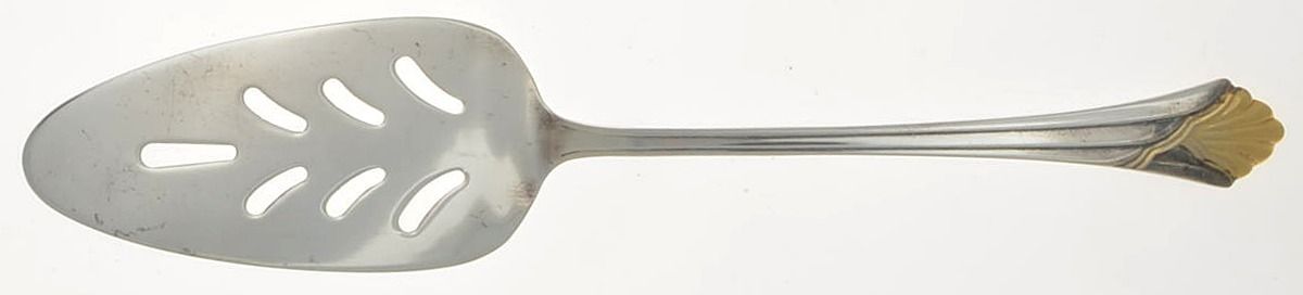 FTU16GA (Silverplate, Gold Accent) Solid Pierced Pie Server by Fortunoff-1