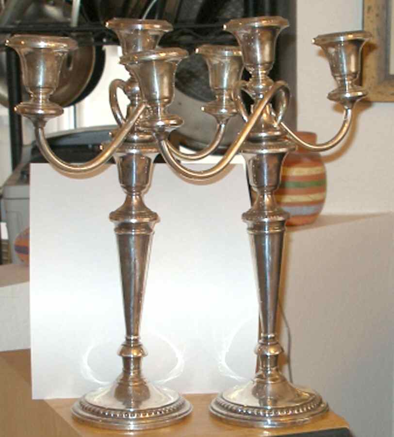 2054 (Sterling, Hollowware) Pair of 3-Light Candelabra by Frank Whiting-1