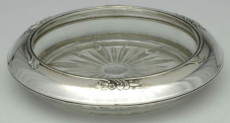 R40 (Sterling, Hollowware) Crystal Wine Coaster with Sterling Lip by Frank Whiting-1