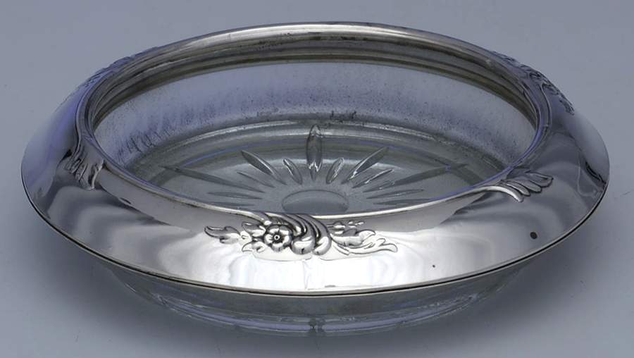 R40 (Sterling, Hollowware) Crystal Coaster with Sterling Rim by Frank Whiting-1