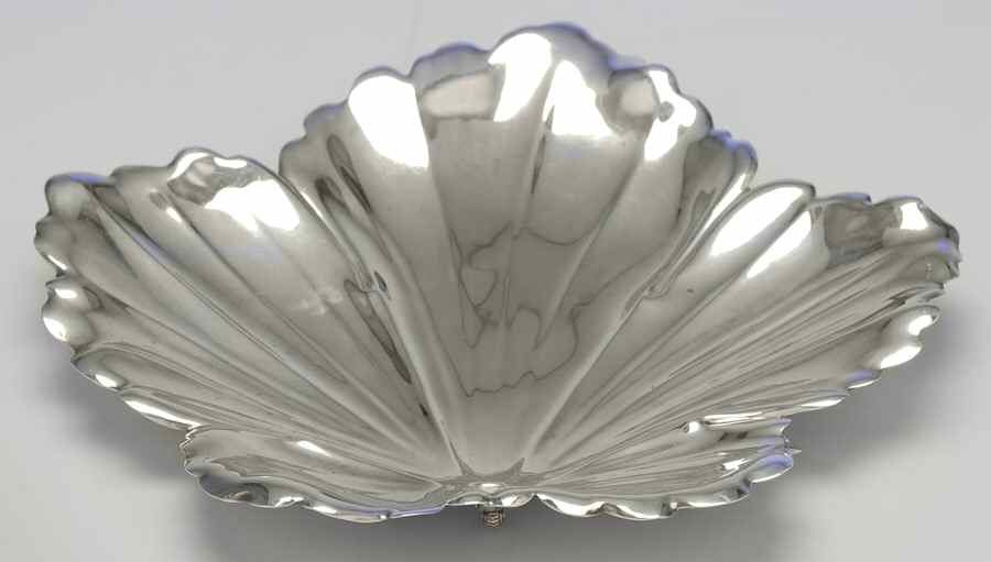 2256 (Sterling, Hollowware) 11" Leaf Plate by Fisher Silversmiths-1