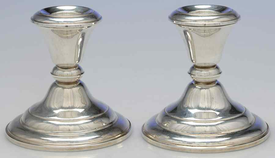 3401 (Sterling, Hollowware) Pair of Weighted Candleholders by Frank Whiting-1