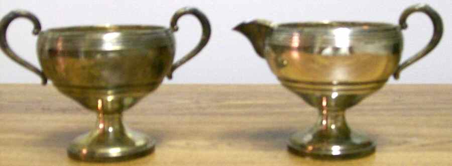 765 (Sterling, Hollowware) Mini Sterling Creamer and Open Sugar by Fisher Silversmiths-1