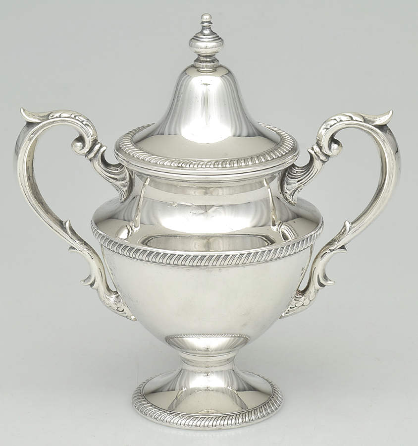 Gadroon (Sterling, Hollowware) Sugar Bowl & Lid by Fisher Silversmiths-1