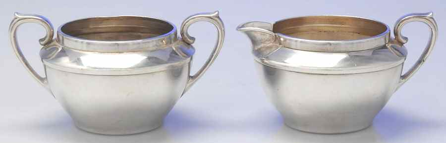 3608 (Silverplate, Hollowware) Creamer & Open Sugar Set by Forbes-1