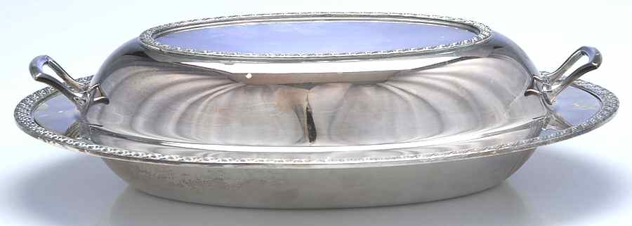 Rosette (Silverplate, Hollowware) (2 Pc) 11" Oval Double Vegetable by Forbes-1