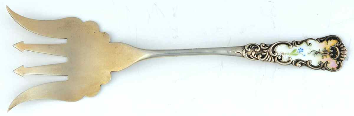 FES18 (Sterling) Enameled Large Solid Tined Sardine Serving Fork by Fessenden-1