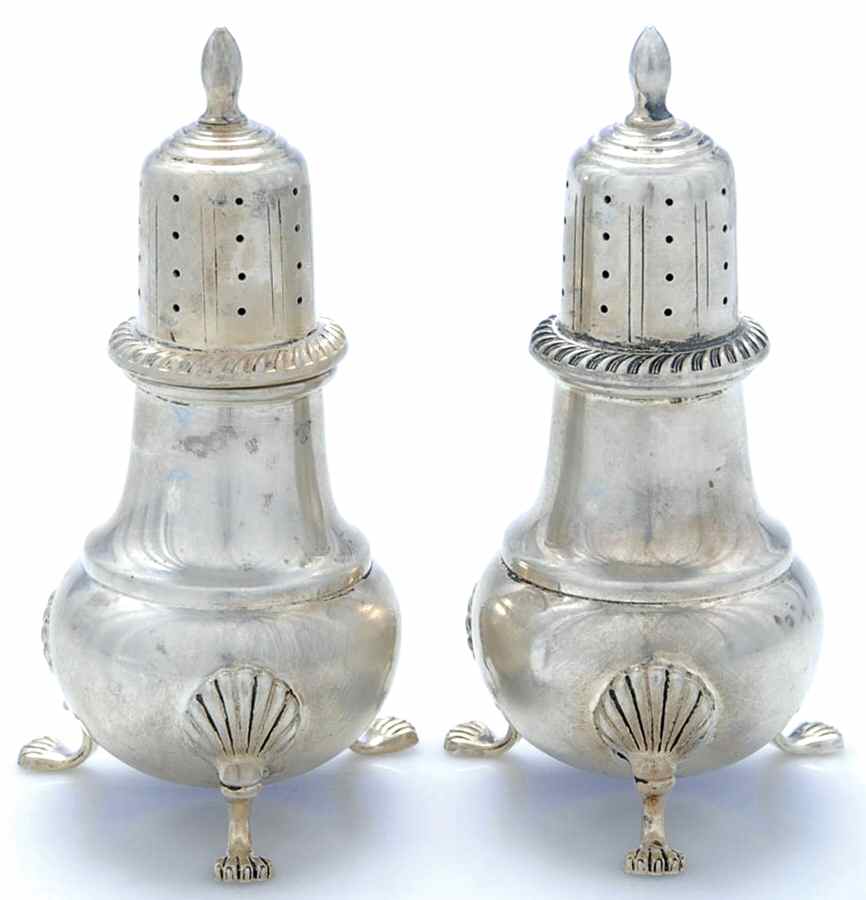 410 (Sterling, Hollowware) Salt and Pepper Set by Fisher Silversmiths-1