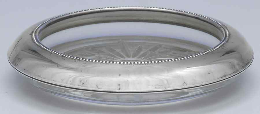05 (Sterling, Hollowware) Crystal Wine Coaster with Sterling Lip by Frank Whiting-1